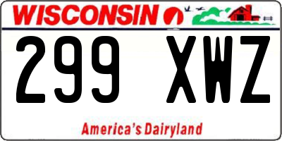 WI license plate 299XWZ