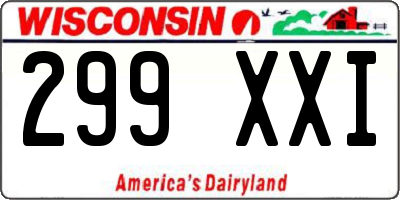 WI license plate 299XXI