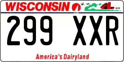 WI license plate 299XXR