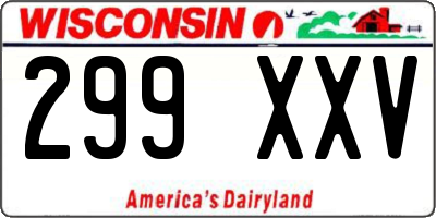 WI license plate 299XXV