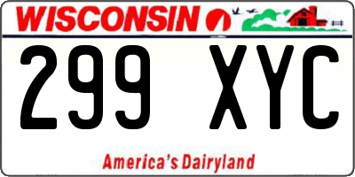 WI license plate 299XYC
