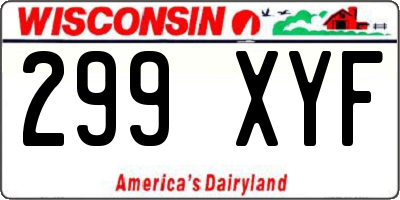 WI license plate 299XYF