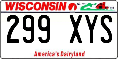 WI license plate 299XYS