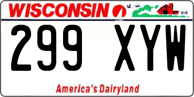 WI license plate 299XYW