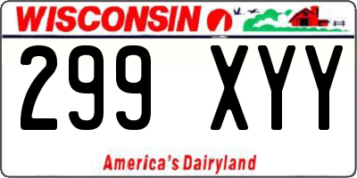 WI license plate 299XYY
