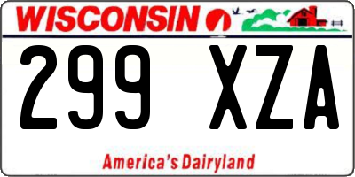 WI license plate 299XZA