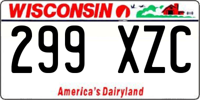 WI license plate 299XZC