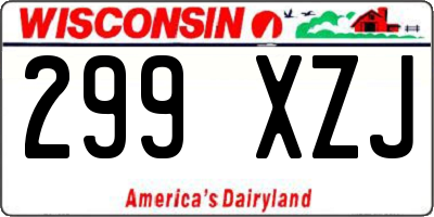 WI license plate 299XZJ
