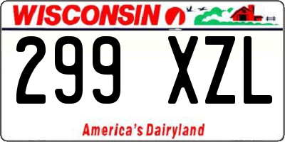 WI license plate 299XZL
