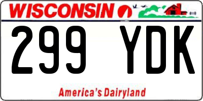WI license plate 299YDK