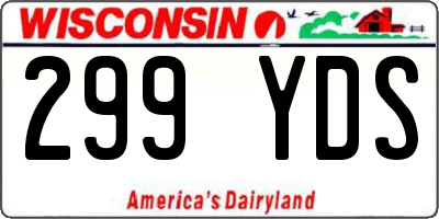WI license plate 299YDS