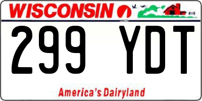 WI license plate 299YDT