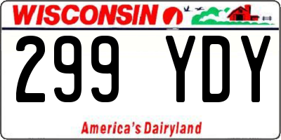 WI license plate 299YDY
