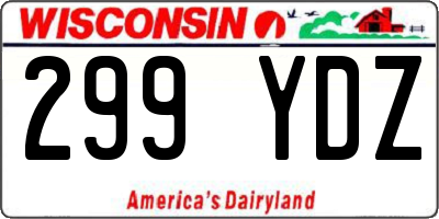 WI license plate 299YDZ