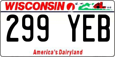 WI license plate 299YEB