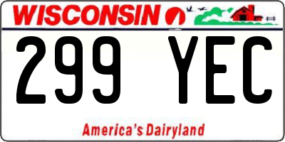 WI license plate 299YEC