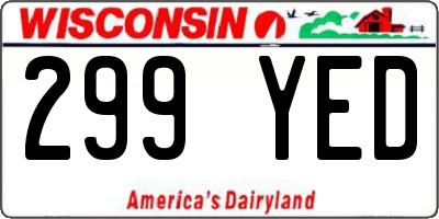 WI license plate 299YED