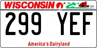 WI license plate 299YEF