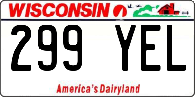 WI license plate 299YEL