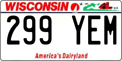 WI license plate 299YEM