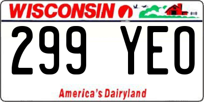 WI license plate 299YEO