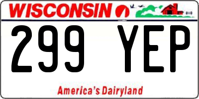 WI license plate 299YEP
