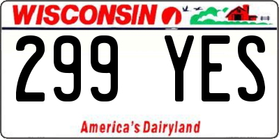 WI license plate 299YES