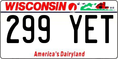 WI license plate 299YET
