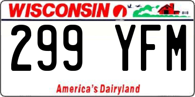 WI license plate 299YFM