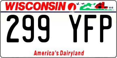 WI license plate 299YFP