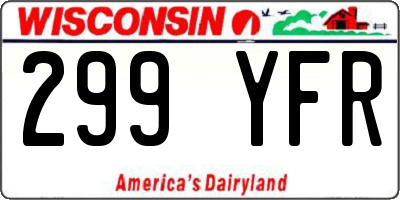 WI license plate 299YFR