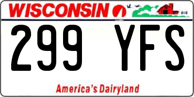 WI license plate 299YFS
