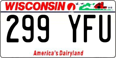 WI license plate 299YFU