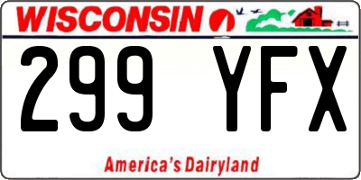 WI license plate 299YFX