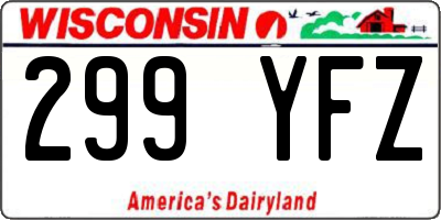 WI license plate 299YFZ