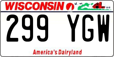 WI license plate 299YGW