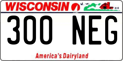 WI license plate 300NEG
