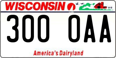 WI license plate 300OAA