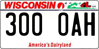 WI license plate 300OAH