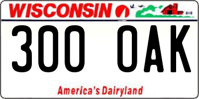 WI license plate 300OAK