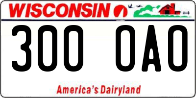 WI license plate 300OAO