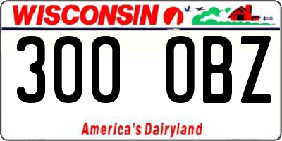 WI license plate 300OBZ