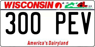WI license plate 300PEV
