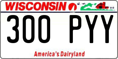 WI license plate 300PYY