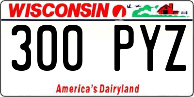 WI license plate 300PYZ