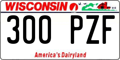 WI license plate 300PZF