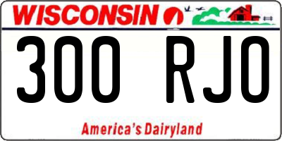 WI license plate 300RJO