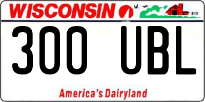 WI license plate 300UBL