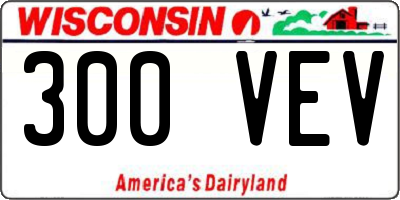 WI license plate 300VEV