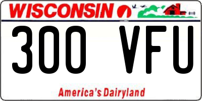 WI license plate 300VFU